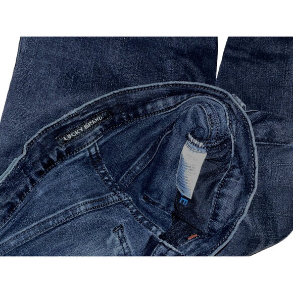Lucky Brand Ava Mid Rise Crop Mini Boot Button Fly Distressed Jeans Size 2 / 26 - Picture 8 of 8